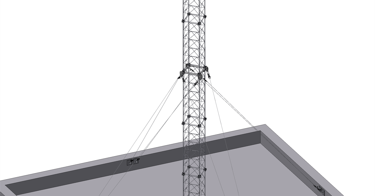 (N.P.) Roof-top guyed mast, 10m - Cue Dee